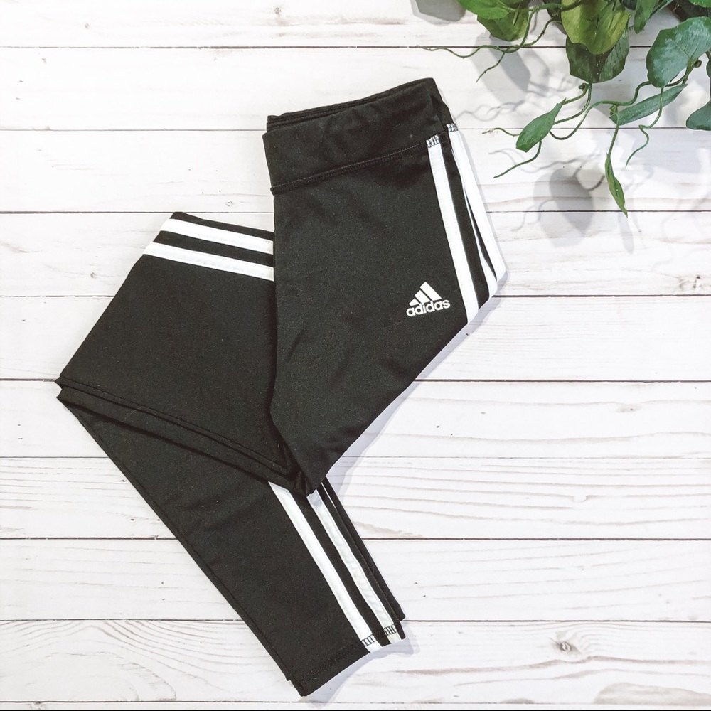 Adidas Girls Classic Black/White Stripe Leggings